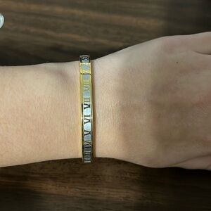 2 toned Roman numeral bangle bracelet